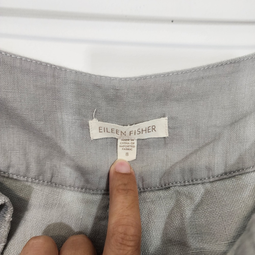 Eileen Fisher Linen Pants Women 8 Gray Wide Leg Minimalist Casual coastal - Picture 4 of 11